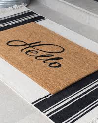 Black And White Striped Doormat Rug Marion Stripe Indoor Outdoor Rug In 2020 Hello Doormat Door Mat Front Door Rugs
