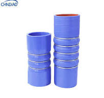High Temp 4-Ply Reinforced Silicone Hump Reducer Hose Turbo Intercooler Pipe Blue Stainless Steel Rings Cutting Welding