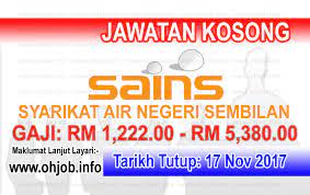 Jawatan Kosong Sains Syarikat Air Negeri Sembilan 17 November 2017 Jawatan Kosong Kerajaan Swasta Terkini Malaysia 2021 2022
