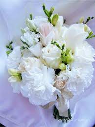 Wedding Bouquet Freesia Eustoma Carnations Roses Cream And White Wedding Bouquet Bride Flowers Bridal Bouquet Wedding Flowers