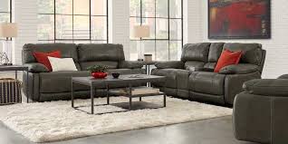 Cindy Crawford Home Auburn Hills Steel Leather 3 Pc Reclining Living Room Living Room Sets Living Room Leather Living Room Furniture Collections