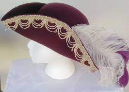 Pirate Hat Tricorn Style Plum With Champagne Loop Trim Etsy Pirate Hats Hats Style
