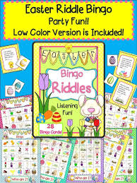 Easter Bingo Riddles Easter Party Activities Easter Bingo Speech Therapy Activities