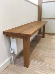Oak Bench Over Radiator In Hallway In 2020 Dining Room Bench Seating Bench Seating Kitchen Home Decor