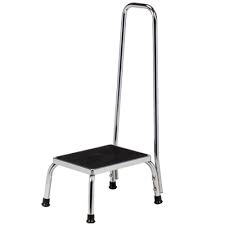 Step stool standing aid platform is 9.5 inches from the floor. Step Stool With Hand Rail Clinton Industries Inc