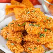 Doritos Crusted Chicken Strips With Doritos Eggs Milk Chicken Breasts Dorito Chicken Crusted Chicken Dorito Chicken Tenders