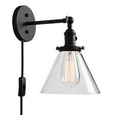 Adjustable black swing arm wall light fixture,2 pack plug in wall sconce. Industrial Plug In Wall Light Clear Glass On Off Switch Black Wall Sconce On Sale Overstock 29401069