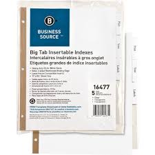 Download instructions on how to set your a4 & a5 tab artwork ready for printing and artwork templates for a4 and a5 index dividers from 3 to 10 tabs. Business Source Tear Resistant Clear Tab Index Dividers