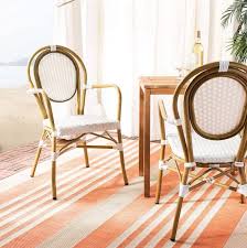 Safavieh Set Of 2 Rosen French Bistro Stacking Arm Chair In White Pat4014d Set2 Google Shopp Patio Furniture Deals Outdoor Dining Chairs Outdoor Armchair