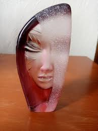 Batsebas" Crystal Mask Sculpture Created By Swedish Artist Mats Jonasson  80S