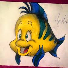 Flounder One Of Ariel S Best Friends Little Guppy Is So Cute Disney Is So Creative The Little Mermaid Is The Best Movie E Disney Art Disney Doodles Drawings