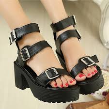 Black And White Sandals With Heel Women S Block Heels Sandal Fashion Black And White Sandals Chunky Shoes