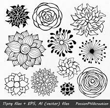 Big Set 44 Hand Drawn Flowers Clipart Flower Element Flower Silhouettes Png Eps Ai Vector Clip Art For Personal And Commercial Use Flower Drawing Hand Drawn Flowers Flower Silhouette