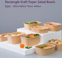 Paper Rectangle Salad Bowl | Bioleader® Paper Bowls Supplier | Bioleader®  Biodegradable Tableware