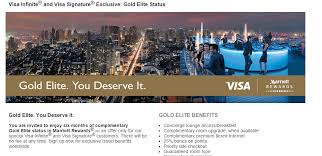 Enjoy benefits the moment you join and start earning your way towards elite status with your first stay. Free Six Months Of Marriott Gold Elite Status For Targeted Visa Infinite Visa Signature Cardholders Doctor Of Credit