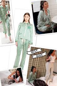 Black And White Striped Silk Pajamas Kortney Kardashian S Green Striped Silk Pajama Set Getting Glam Silk Pajamas Big Blonde Hair Und Fashion