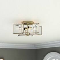Two lights sit inside, slightly dimmed by a dome shade. Glam Flush Mount Lighting You Ll Love In 2021 Wayfair