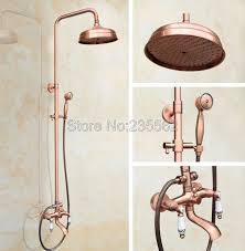 Clawfoot bathroom tub provides a lot of convenience for a specific set of homeowners. Red Copper Bathroom Rain Shower Mixer Faucet Set W Ceramic Handle Clawfoot Tub Spout Tap Lrg541 Faucet Set Shower Mixer Faucettub Spout Aliexpress