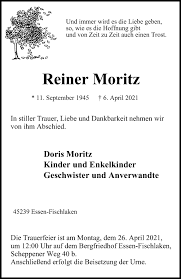 Traueranzeigen von Reiner Moritz