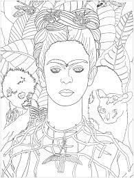 Color this famous painting and many more! Frida Khalo Self Portrait Masterpieces Adult Coloring Pages