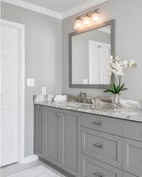 In spaces with less natural light, the color is much warmer and neutral. Both Wall Color And Cabinetry Color Are Sherwin Williams Light French Gray Painting Bathroom Bathroom Colors Bathroom Paint Colors