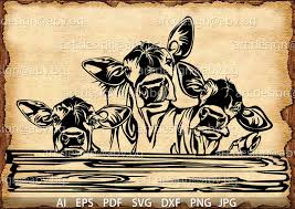 Vector Animal Farm Farmhause Ai Eps Pdf Svg Dxf Png Etsy Cow Art Print Cow Art Heifer