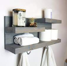 bathroom shelf with modern towel bar and hook farmhouse etsy shelves organization easy floating wood