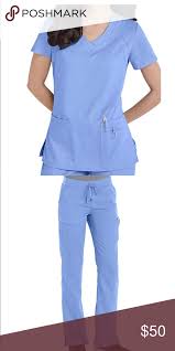 Grey S Anatomy Ceil Blue Scrub Set Ceil Blue Scrubs Blue Scrubs Scrub Sets