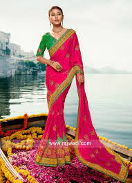 Maybe you would like to learn more about one of these? Pink Color Art Silk Saree With Contrast Blouse