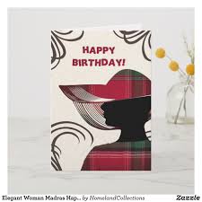 Elegant Happy Birthday Pictures For Women Elegant Woman Madras Happy Birthday Greeting Card Zazzle Com In 2020 Happy Birthday Greeting Card Birthday Greeting Cards Happy Birthday Greetings