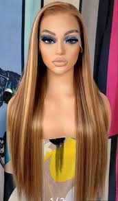 Celebrity freepart golden honey blonde brown piano highlighted HD lace  front wig