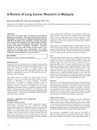 The malaysian national cancer registry report mncr 2007 2011 from the desk of the director general of health malaysia. A Review Of Lung Cancer Research In Malaysia Non Small Cell Lung Carcinoma Lung Cancer