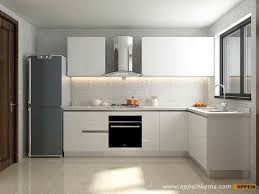Small White Color Laminate Kitchen Op19 Hpl05 In 2020 Laminate Kitchen Kitchen Bathroom Cabinets Designs