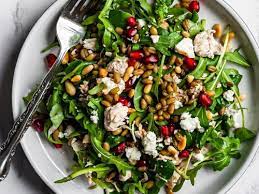 Warm Pomegranate Chicken Salad With Grains Feta