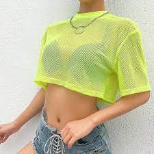 See more ideas about summer fashion, women, cute swimsuits. Womens Fishnet Crop Top Women Mesh Sheer Short Sleeve T Shirt Hollow Out Loose Summer See Through Tee Shirt Clubwear Streetwear T Shirts Aliexpress
