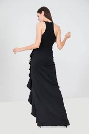 Rent Badgley Mischka Ruffle Trim Halter Gown In Dubai