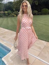 Pink Pleated Maxi Dress Luisa Pink Red Spot Pleated Maxi Dress