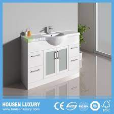 When frosted glass is used in a cabinet door, interior cabinet lights can also be installed to. China Pvc Or Mdf Material Big Belly Basin White Paint Can Be Customized Frosted Glass Door Bathroom Cabinet China Bathroom Vanity Bathroom Cabinet