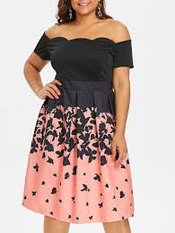 Plus Size Short Sleeve Butterflies Dress Plus Size Retro Dresses Plus Size Vintage Dresses Necklines For Dresses
