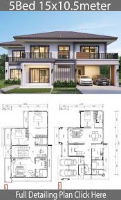 House Design Plan 15 5x10 5m With 5 Bedrooms Home Design With Plan 155x105m Bedrooms Des House Architecture Design House Plans Mansion Modern House Plans
