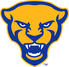 Pittsburgh Panthers Alternate Logo 2019 Pres Panther Head In Yellow And Royal Blue Pittsburgh Panthers Panther Logo Panthers