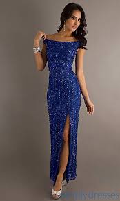 Off The Shoulder Long Royal Blue Sequin Dress At Promgirl Com Ladies Day Dresses Winter Ball Dresses Sequin Cocktail Dress