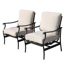 Patio Festival Metal Outdoor Rocking Chair With Beige Cushions 2 Pack Pf19104 W The Home Depot Outdoor Wicker Rocking Chairs Beige Cushions Outdoor Rocking Chairs