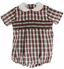 Petit Bebe Baby Boys Red Plaid Smocked Bubble Outfit Traditional Baby Clothes Bubble Clothes Boys And Girls Clothes