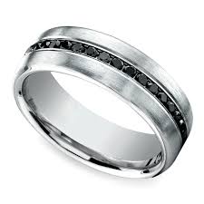 Black diamonds are treated to permanently create the intense black color. Channel Black Diamond Men S Wedding Ring In White Gold
