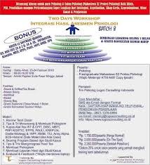 We did not find results for: Forum Psikologi Indonesia Workshop 2 Hari Khusus Psikolog Integrasi Hasil Asesmen Psikologi Batch 8 Workshop 2 Hari Yang Dirancang Khusus Untuk Para Psikolog Calon Psikolog Klinis Pio Pendidikan Maupun