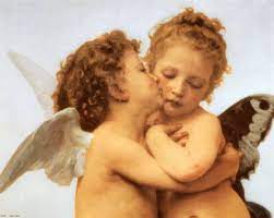 Known as either cherubs or cupids, these characters are popular in art (especially around valentine's day). Cherub Angels Baby Angels Kiss Art Kiss Painting Cupid And Psyche