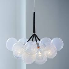 Each glass piece is blown. Opalescent Glass Bubble Chandelier