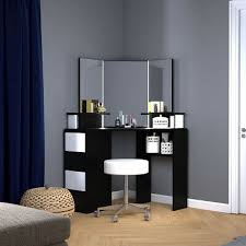 Cindy Corner Vanity Table With Led Makeup Desk With Mirrors With Lights Ebay Otherwise could use a table saw to get the right size front board.