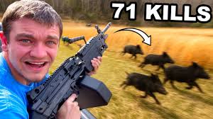 The Most Insane Way to Hunt Wild Hogs (M249 Edition)